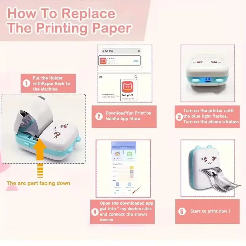 Portable Mini Pocket Printer BT Thermal Printer