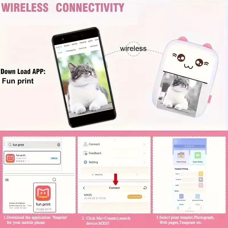 Portable Mini Pocket Printer BT Thermal Printer